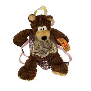 Silly Sacs Plush Teddy Bear Back Pack by Stephen Joseph 14"x15.5"x6" Bag 9x7x3